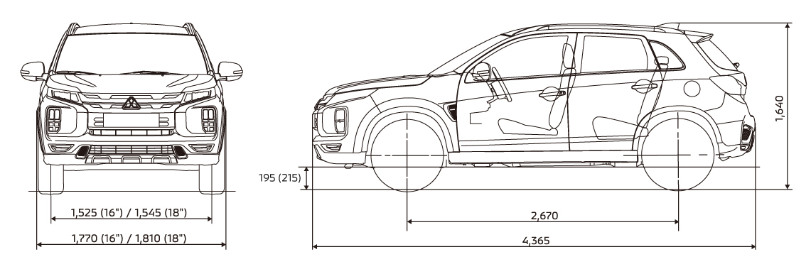 Mitsubishi asx размеры